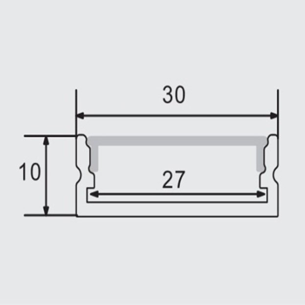 Silver LED Aluminium Profile 30 × 10 mm - Image 2